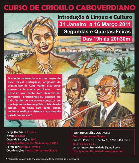 Cartaz de um curso de Crioulo Caboverdiano partilhado no blogue de cultura contemporânea africana “Dá Fala”, Buala 