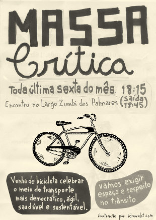 Critical Mass poster calling for the use of bicycles. Used with permission.