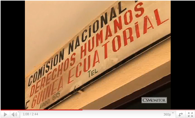 National Commission on Human Rights of Equatorial Guinea. Screenshot of a video about poverty and rights abuse amid oil wealth, on Youtube by CSMonitor100 (The Christian Science Monitor)