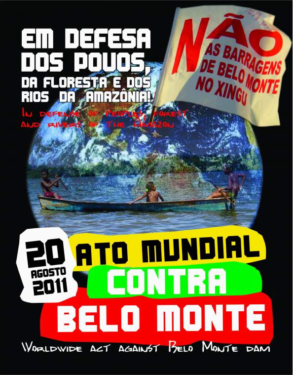 Ulotki zachęcają wszystkich do wzięcia udziału w światowych demonstracjach przeciwko Belo Monte.