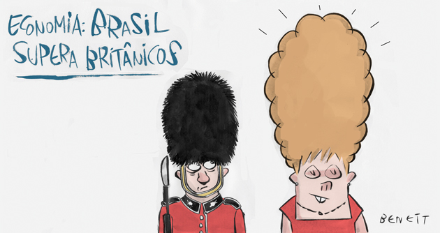 Economy: Brazil overtakes the British. Illustration by Benett, published with permission.