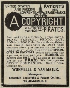 "A copyright will protect you from pirates. And make you a fortune." Photo of a promotional flyer by Ioan Sameli on Flickr (CC BY-SA 2.0)