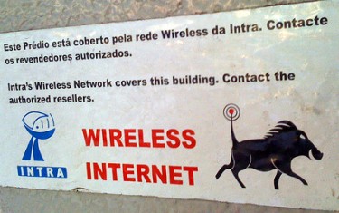 Wireless sign on a building in Maputo. Photo by rabanito on Flickr (CC BY 2.0)