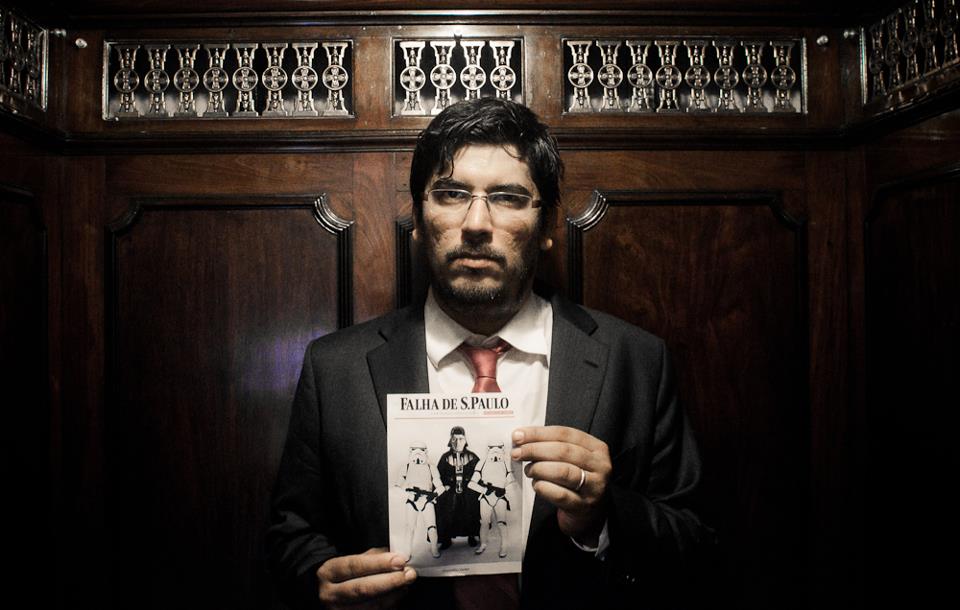 Lino Bocchini antes do julgamento da Falha de São Paulo. Foto do coletivo Fora do Eixo/PósTV. Uso livre.