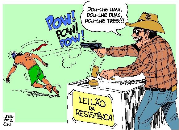 Cartoon by Carlos Latuff, shared by Combate Racismo Ambiental (Fight Environmental Racism) on Facebook. Caption: 