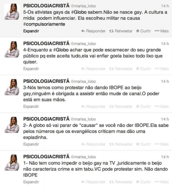 Série de tuítes coletados pelo ativista Celso Dossi.
