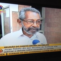 Jorge Rebelo, veterano do partido Frelimo. Foto: Imagem de tela da tv por Dércio Tsandzana