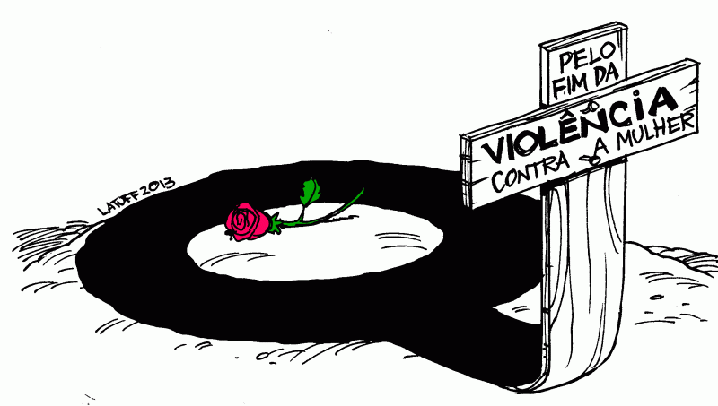 Charge de Carlos Latuff sobre a violência contra a mulher. Imagem retirada do site do cartunista e usada com permissão. 