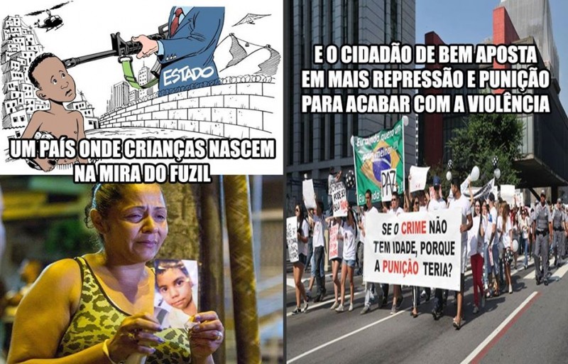 A realidade das favelas brasileiras se contrapõe aos gritos pela redução da maioridade penal. Imagens manipuladas pelo Movimento Pró-Corrupção