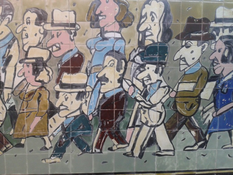 Mural "Saliendo", de Antonio Segui, na estação Independencia do metrô de Buenos Aires (Argentina). Europeus têm vindo mais para a América Latina do que o contrário. Crédito: Rodrigo Borges Delfim