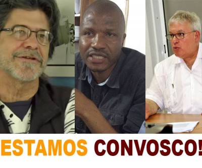 Fernando Veloso (esq.), Fernando Banze (centro) e Carlos Nuno Castel-Branco (dir.). Imagem:  Vozes não silenciadas